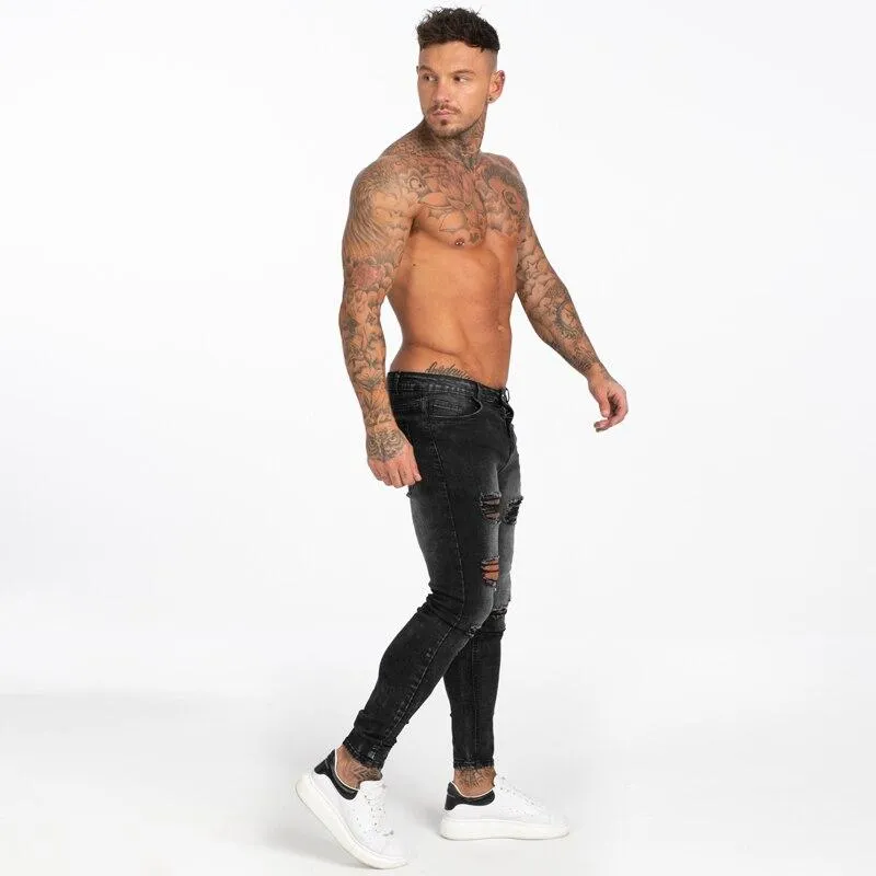 3112 Dark Washed Ripped Black Skinny Jeans