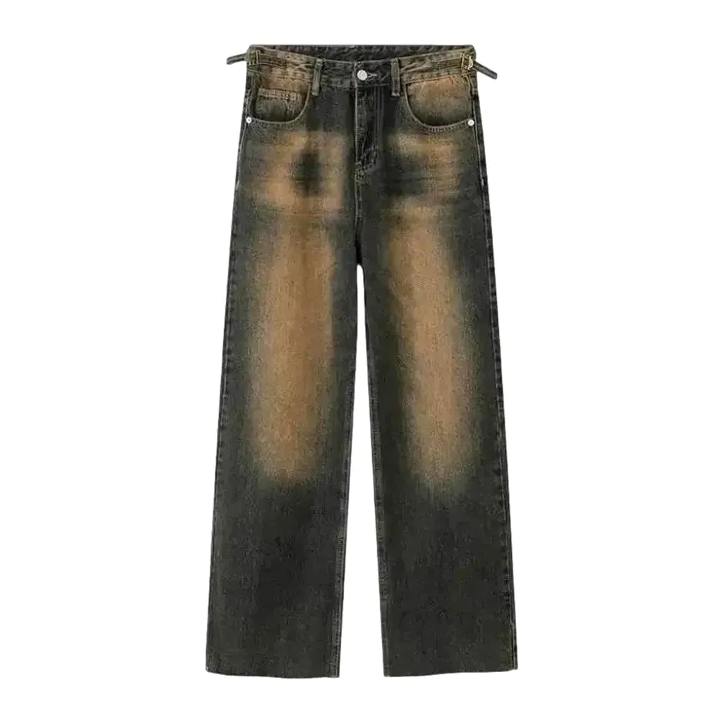 Abraded 90s style slouchy men's jeans