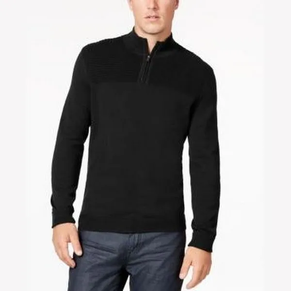 Alfani Mens Quarter-Zip Knit Sweater