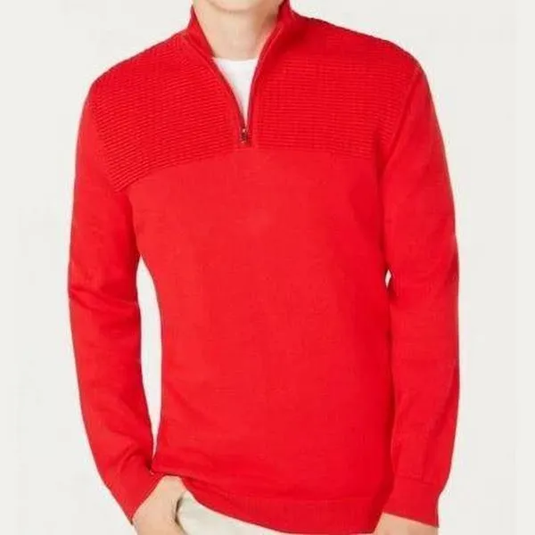 Alfani Mens Quarter-Zip Knit Sweater