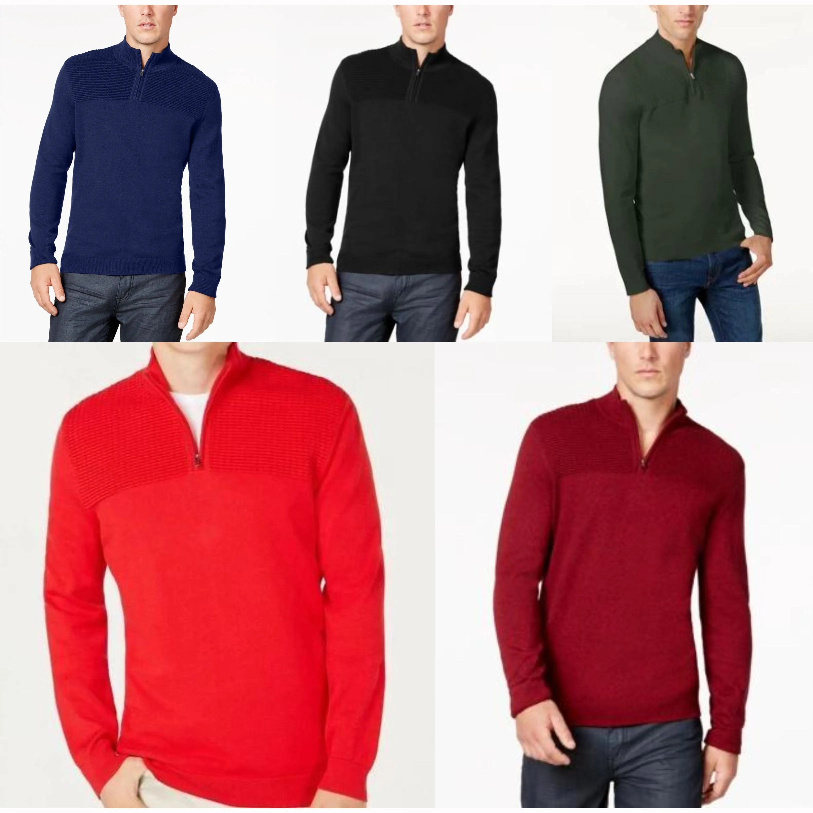 Alfani Mens Quarter-Zip Knit Sweater