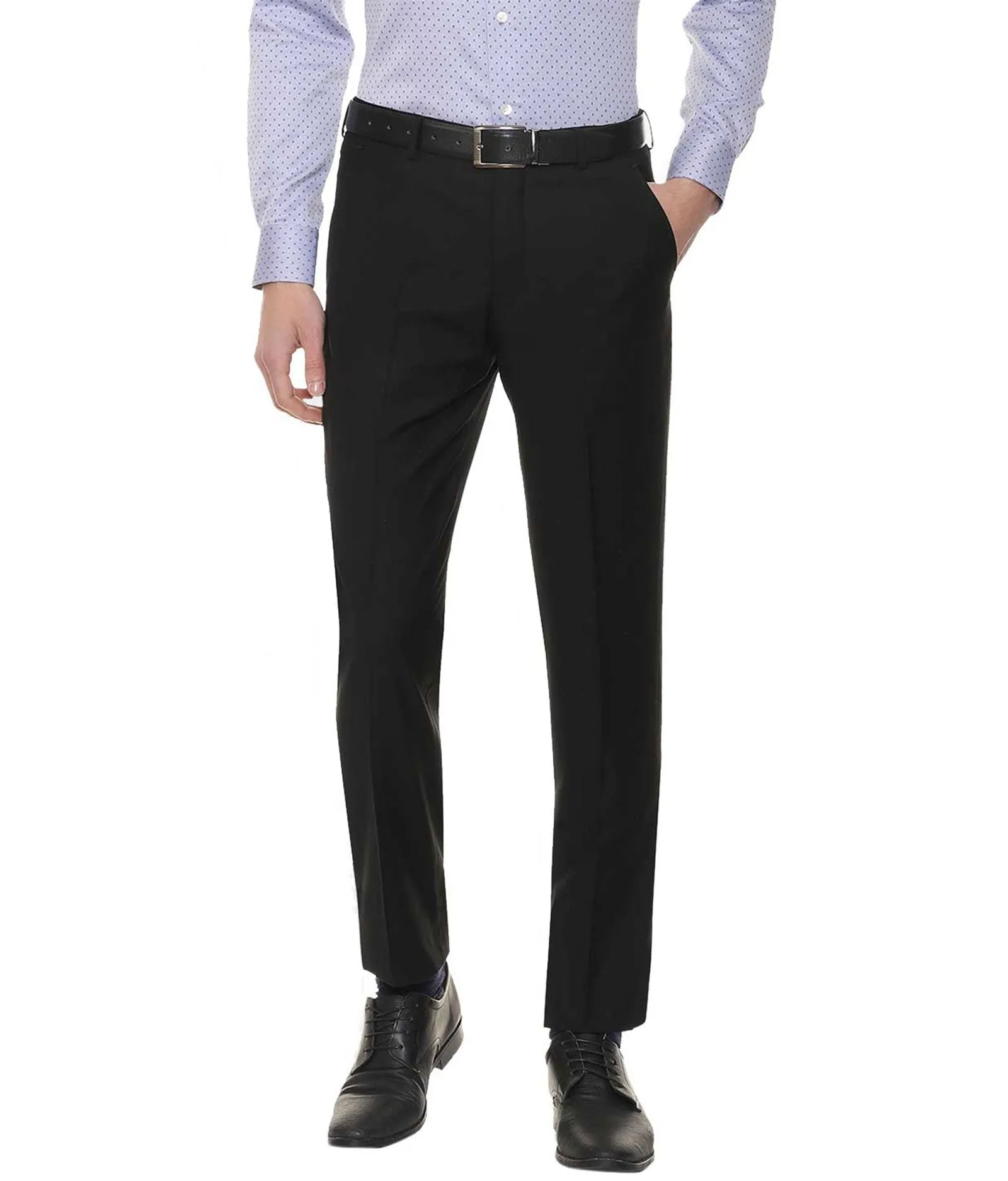 American-Elm Black Slim Fit Formal Trouser for Men, Cotton Formal Pants For Office Wear