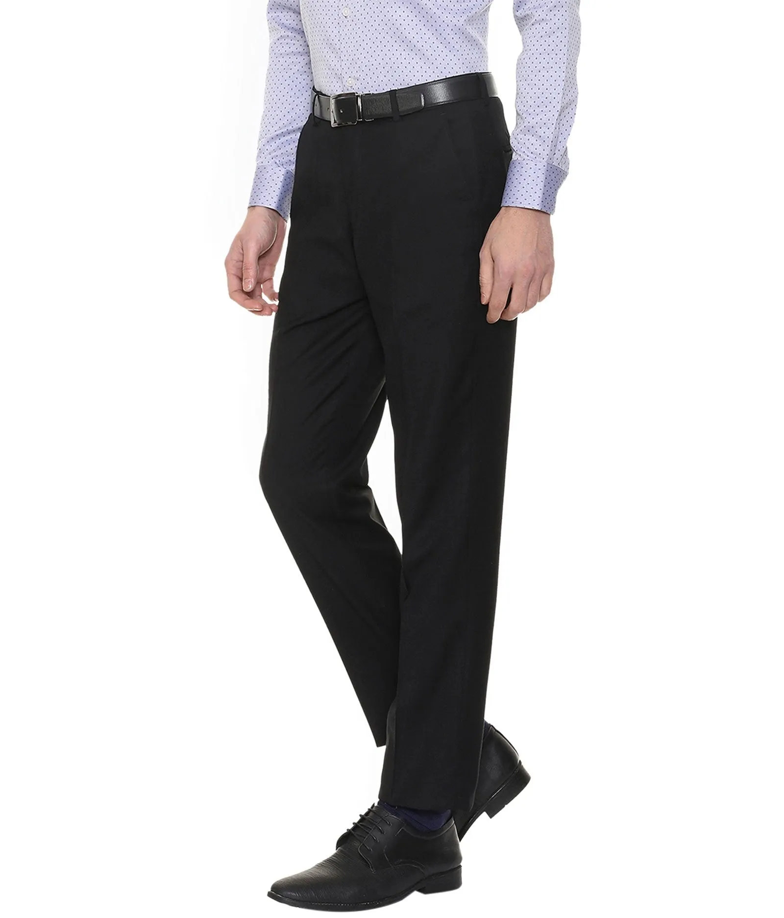 American-Elm Black Slim Fit Formal Trouser for Men, Cotton Formal Pants For Office Wear