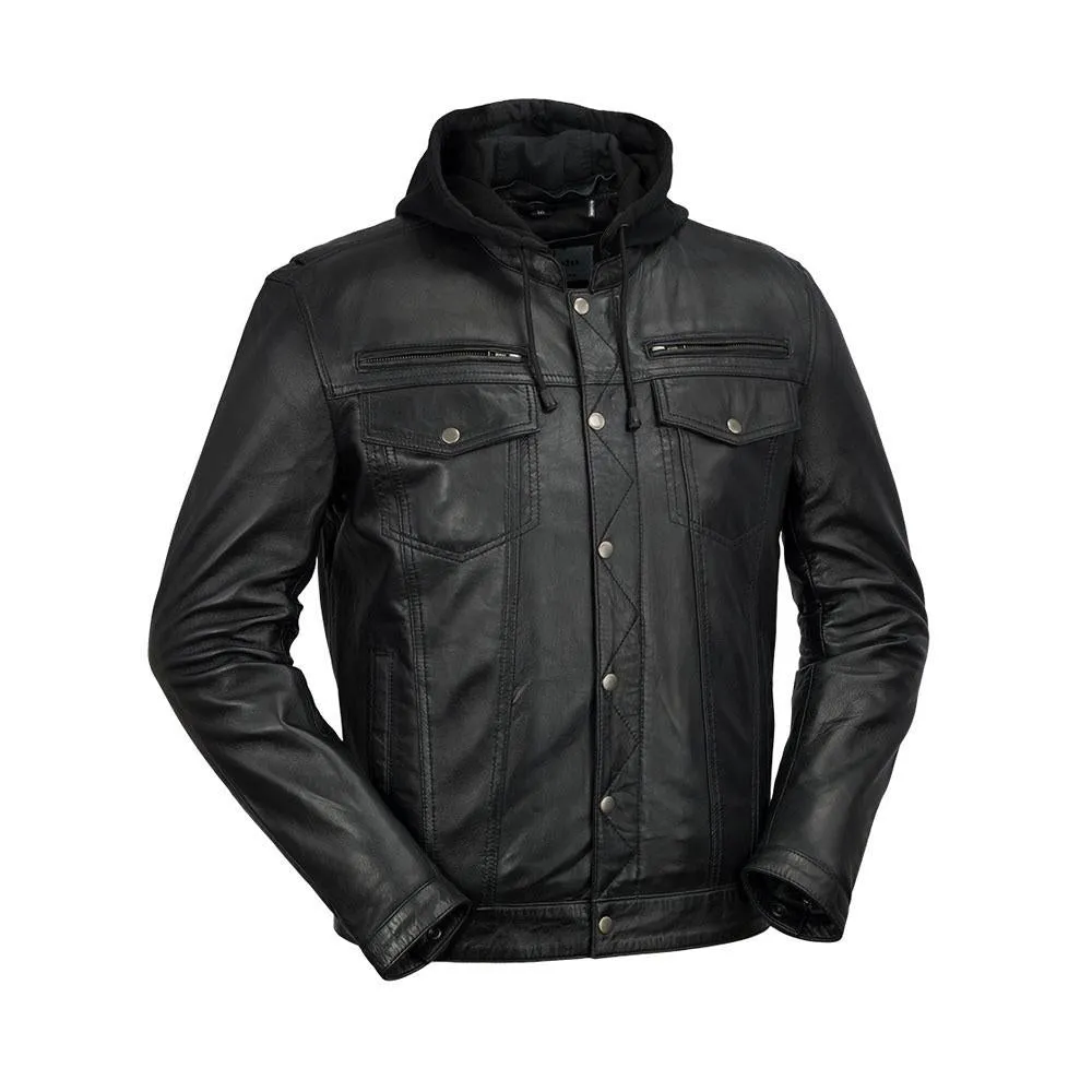 Axel - Mens's Hooded Leather Jacket