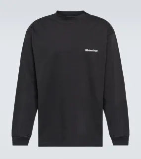 Balenciaga Logo Cotton Jersey Sweater, Black