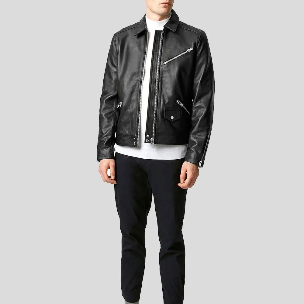 Benn Black Motorcycle Leather Jacket