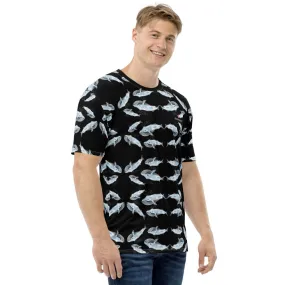 Black Blue Whale Men's T-shirt, Whale Marine Fish Art Premium Shirts For Men-Made in USA/EU