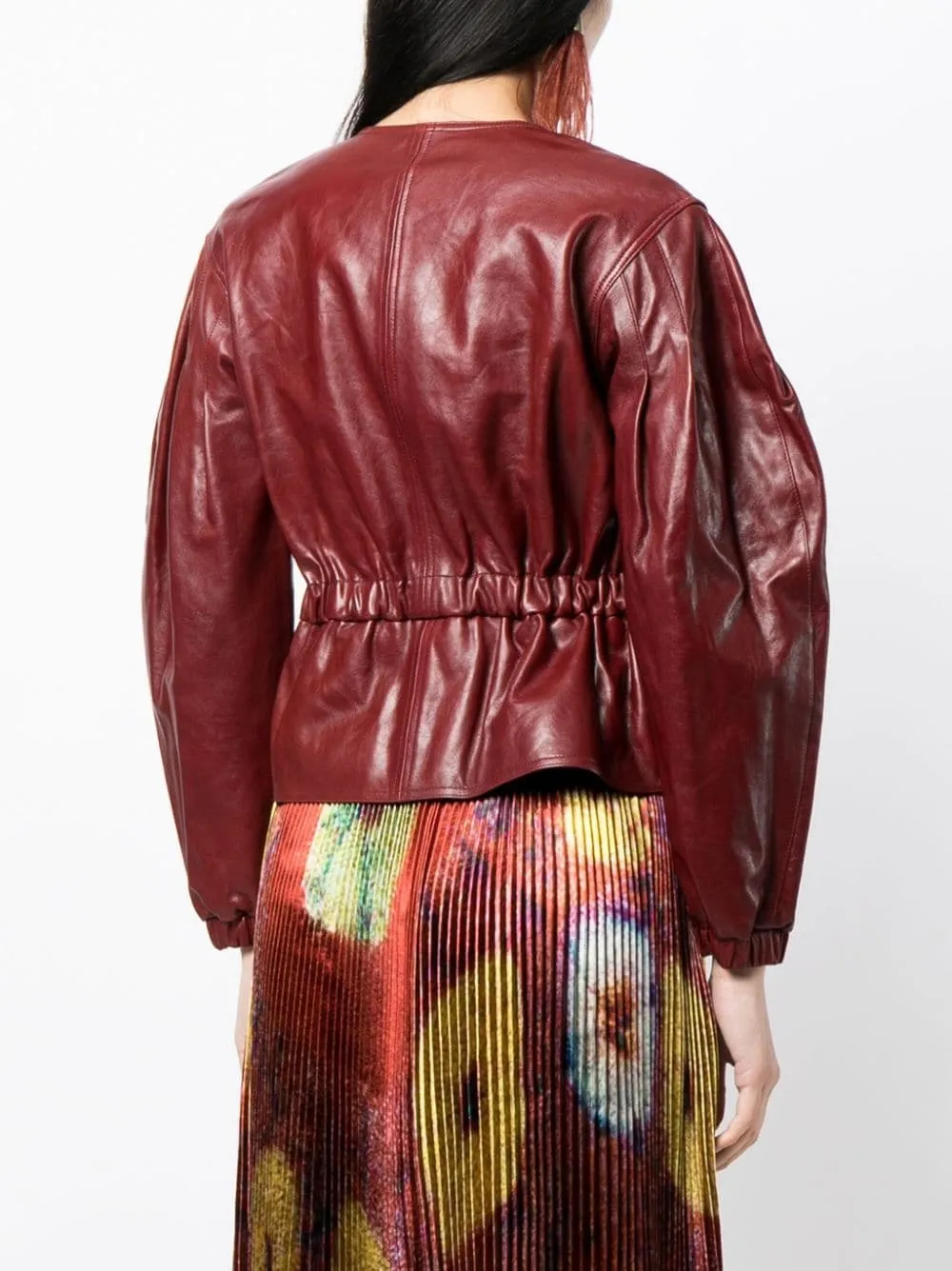 BRIAR PUFF-SLEEVE LEATHER ELASTICATED CUFFS JACKET