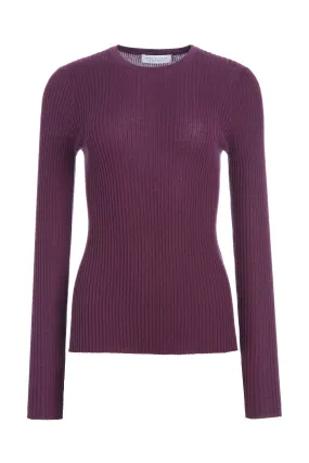 Browning Knit Sweater in Italian Plum Cashmere Silk