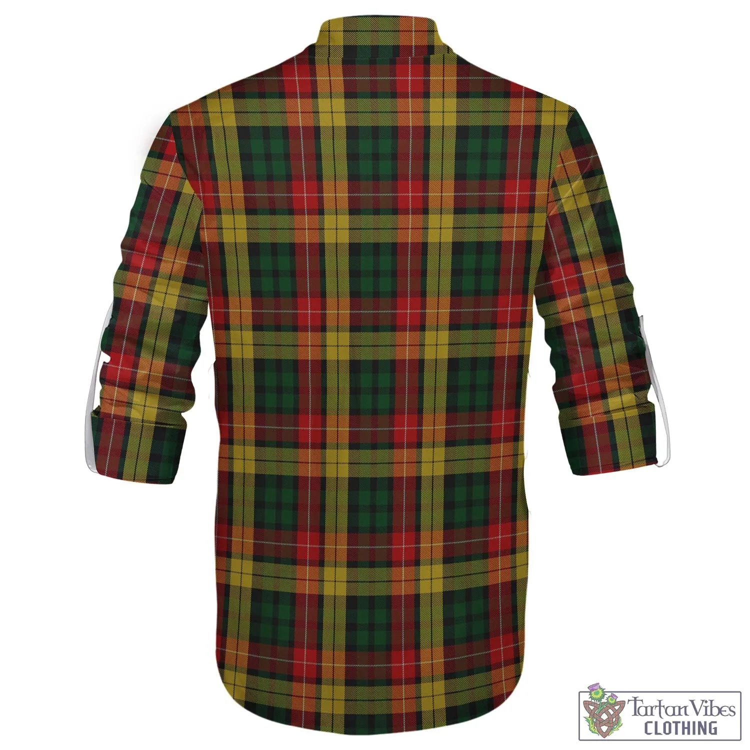 Buchanan Tartan Men's Scottish Traditional Jacobite Ghillie Kilt Shirt