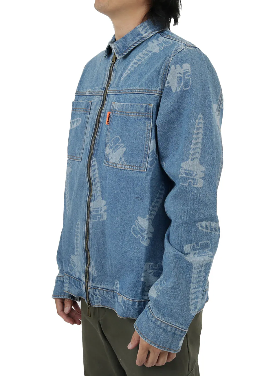 Butter Laser Graphic Denim Jacket - Vintage Indigo