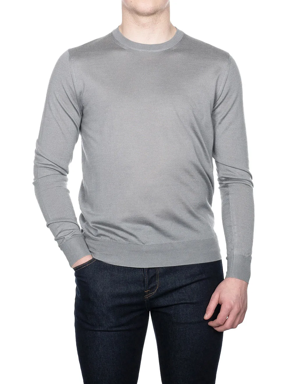 Cashmere & Silk Crew Neck Grey