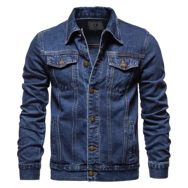 Casual Solid Color Lapel Single Breasted Slim Fit Denim Jacket