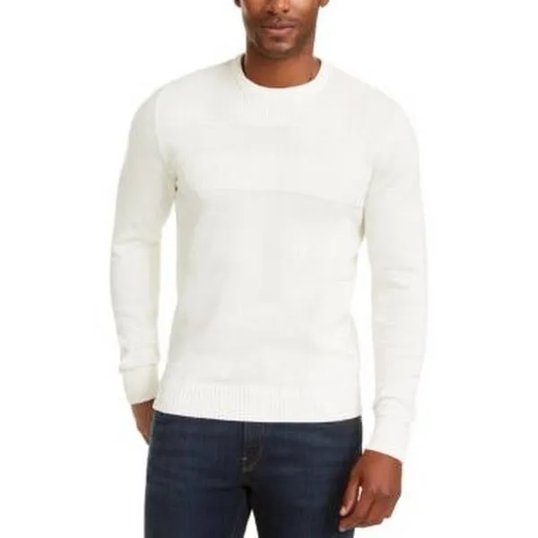 Club Room Mens Cotton Solid Textured Crew Neck Sweater