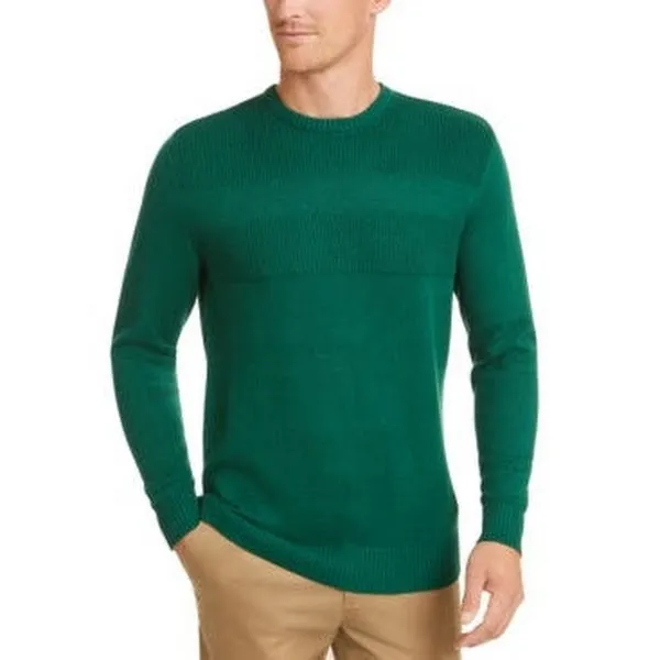 Club Room Mens Cotton Solid Textured Crew Neck Sweater