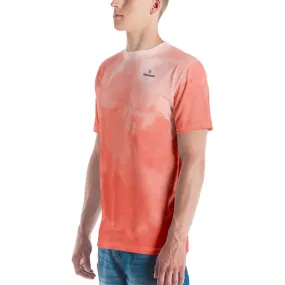 Coral Pink Abstract Men's T-shirt, Premium Designer Abstract Tee For Men-Made in USA/EU/MX