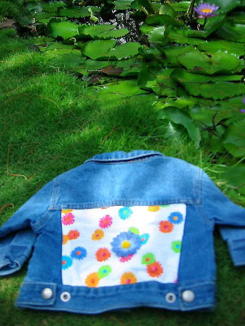 Denim Jean Jacket Girls Flowers and Summer Appliques