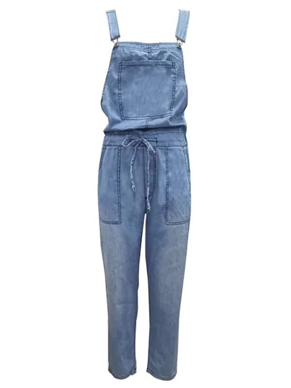 Denim Jumpsuit Loose Fashion Elastic Mid Waist Jumpsuit Women's Pants