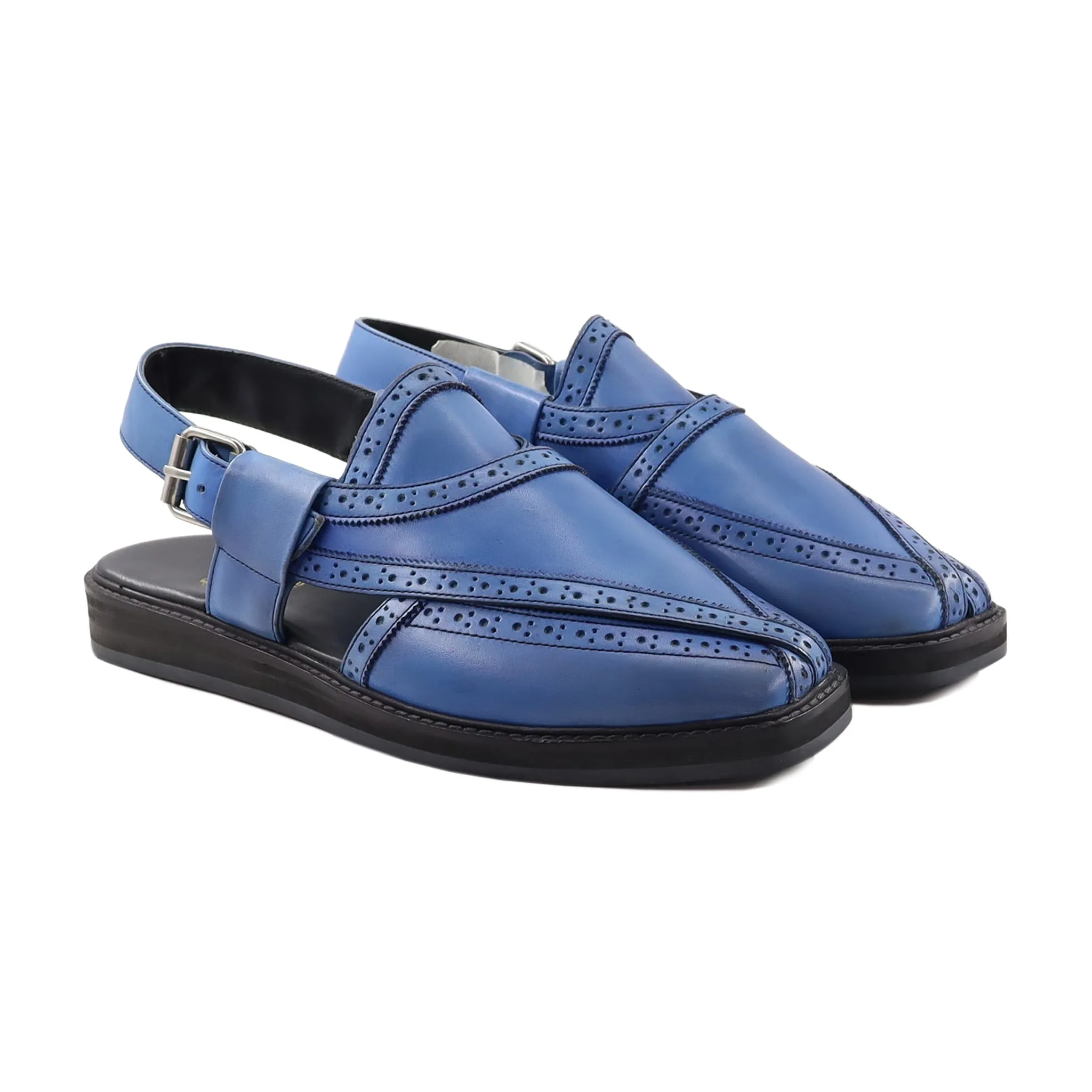 Dudley - Men's Blue Calf Leather Sandal