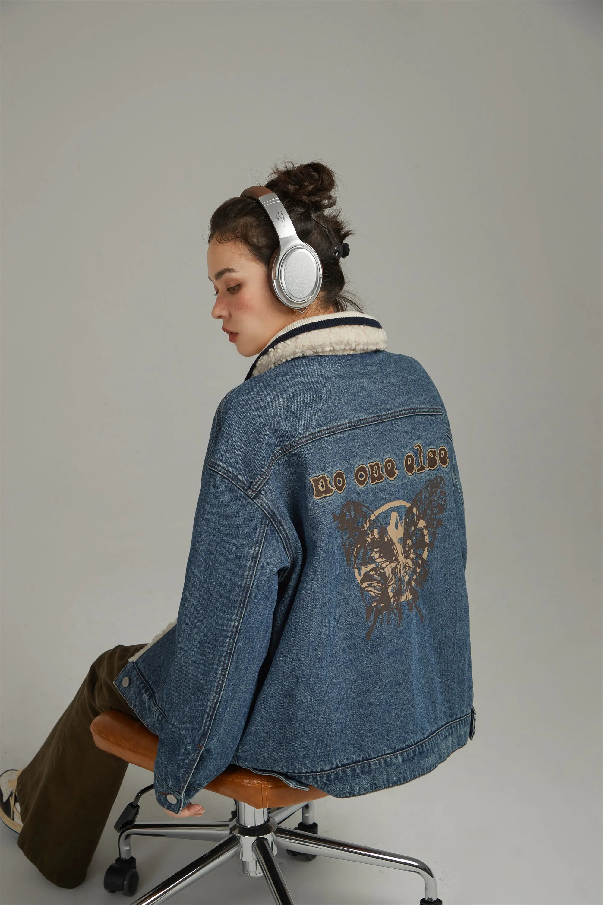 Fluffy Collar Denim Jacket