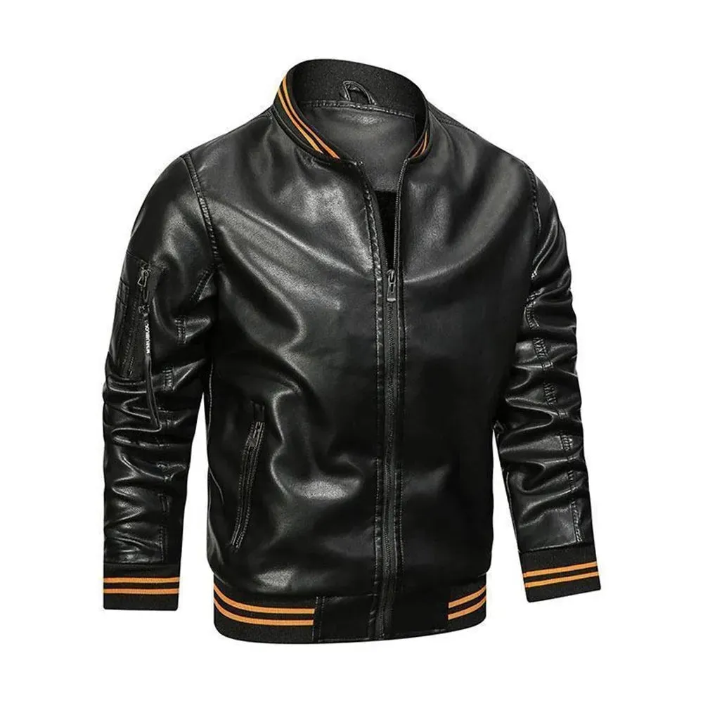 Funki Buys | Jackets | Men's Casual PU Leather Racer Jacket