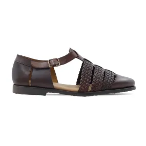 Gladiator - Men's Dark Brown Hand Woven Calf Leather Sandal