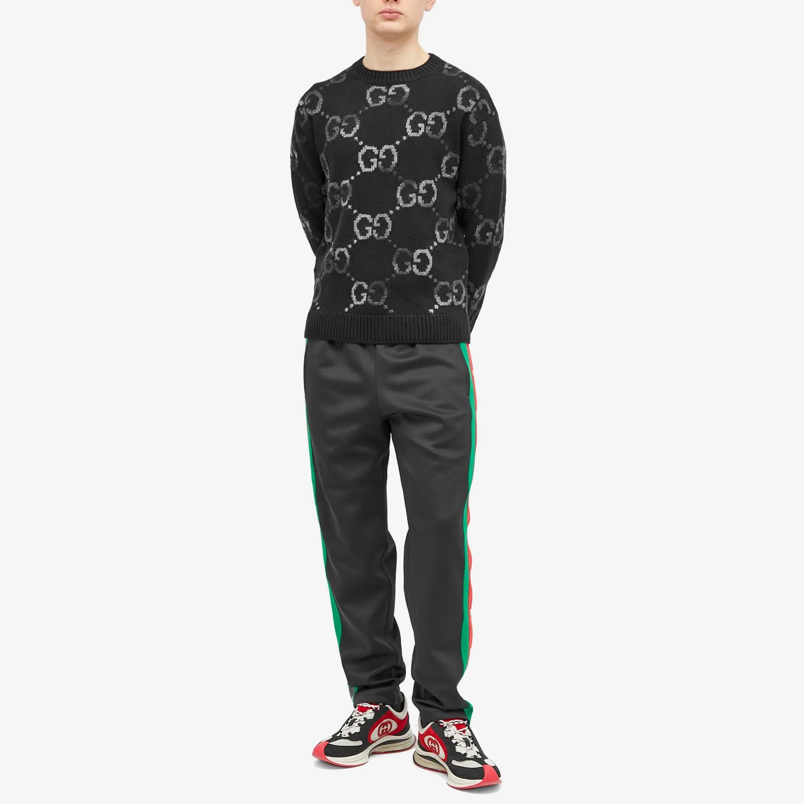 Gucci Jumbo Gg Jacquard Crew Neck Jumper, black