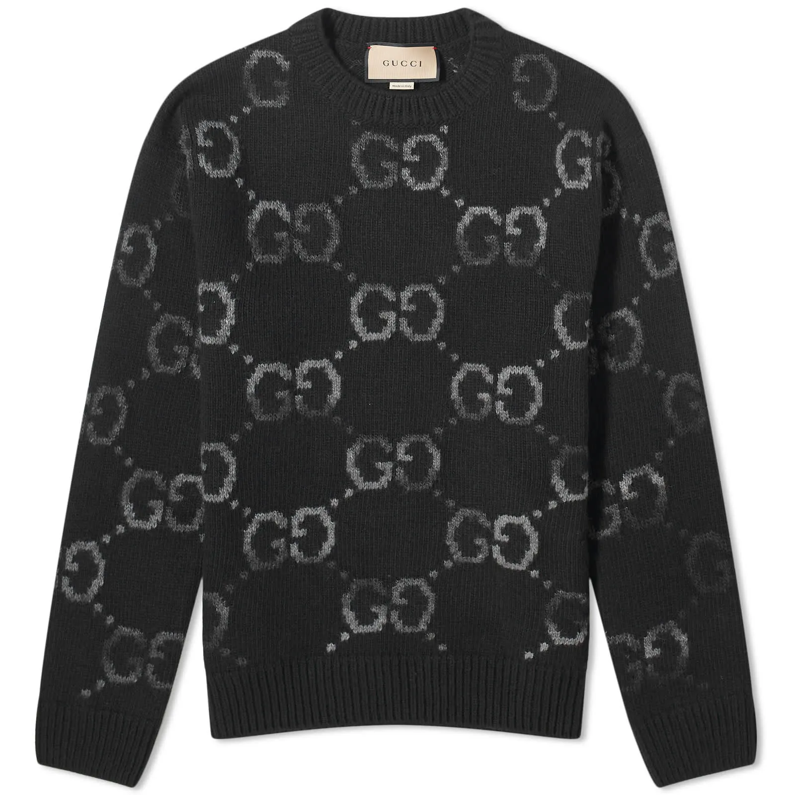 Gucci Jumbo Gg Jacquard Crew Neck Jumper, black