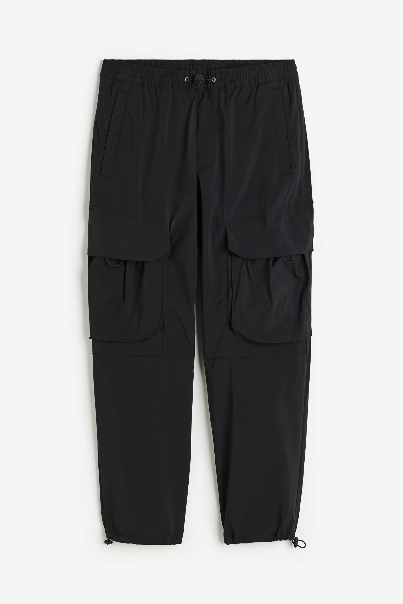 H&M Relaxed Fit Nylon Cargo Pants, black