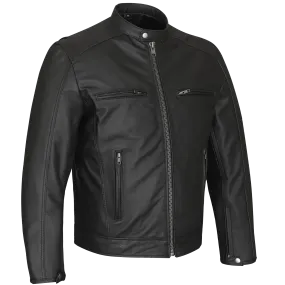 HMM543 High Mileage Plain Premium Men's Black Leather Jacket