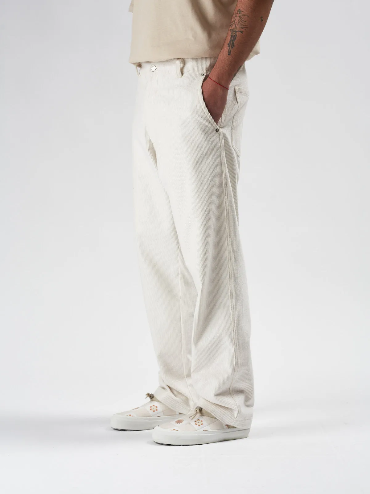 HONKER TROUSERS IN WHITE CORDUROY