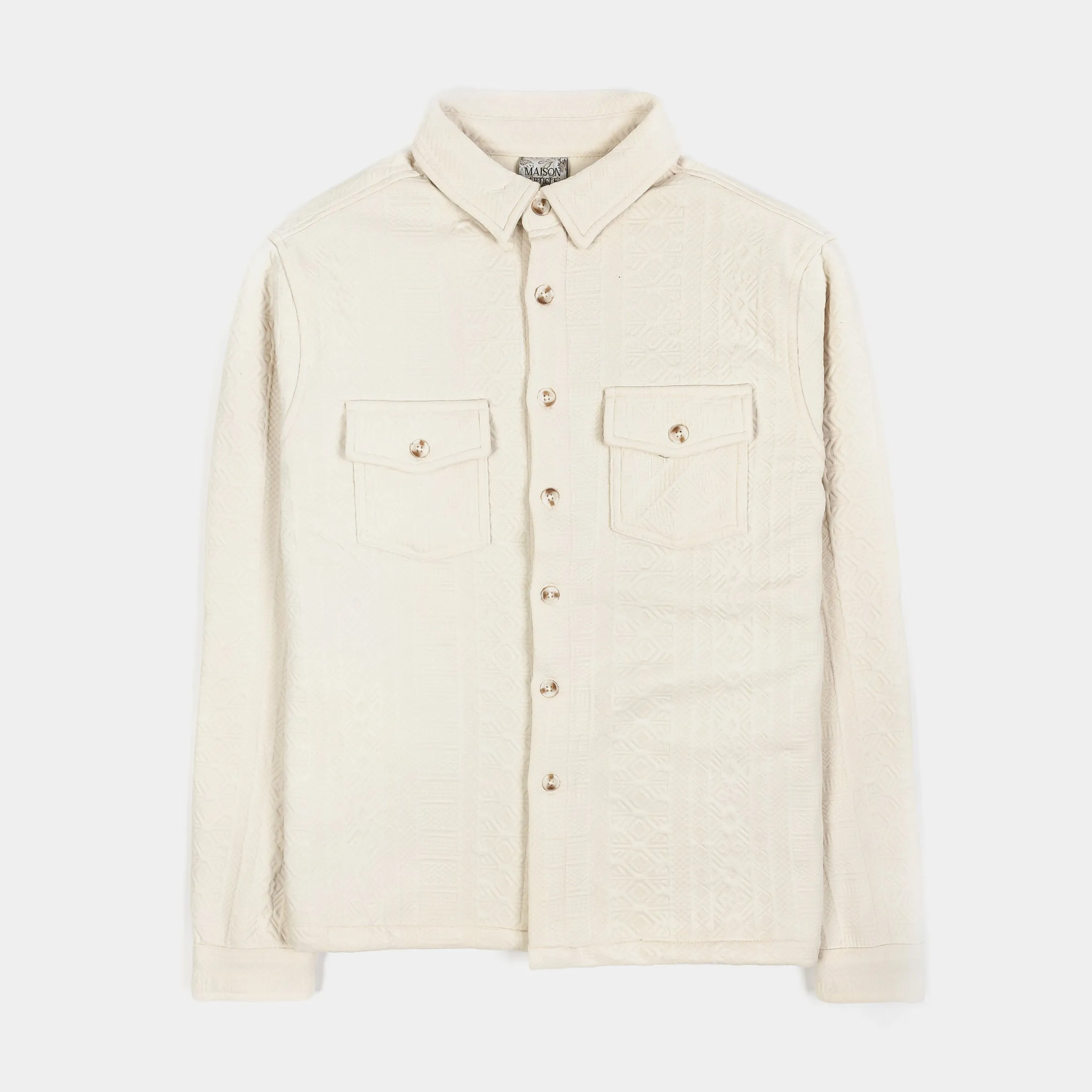 Jacquard Knit Mens Long Sleeve Shirt (Tan)