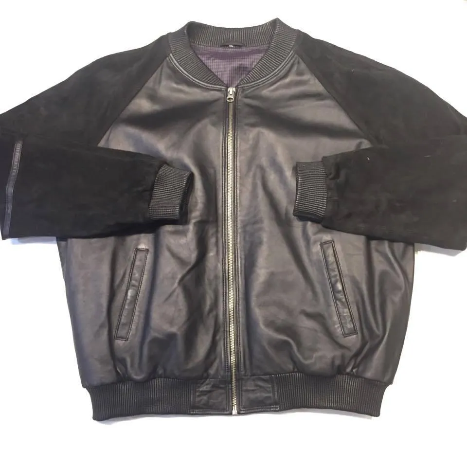 Jakewood Blackout Suede Lamb Classic Bomber Jacket