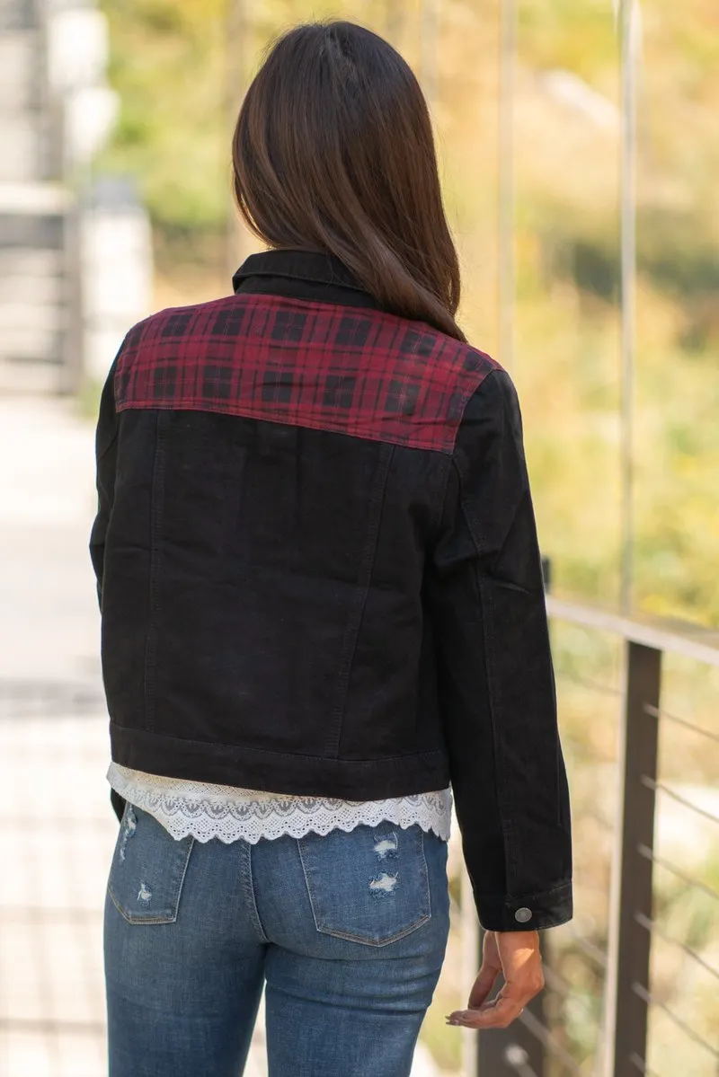 KanCan Buffalo Plaid Denim Jacket