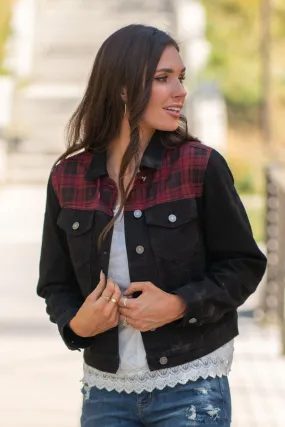 KanCan Buffalo Plaid Denim Jacket