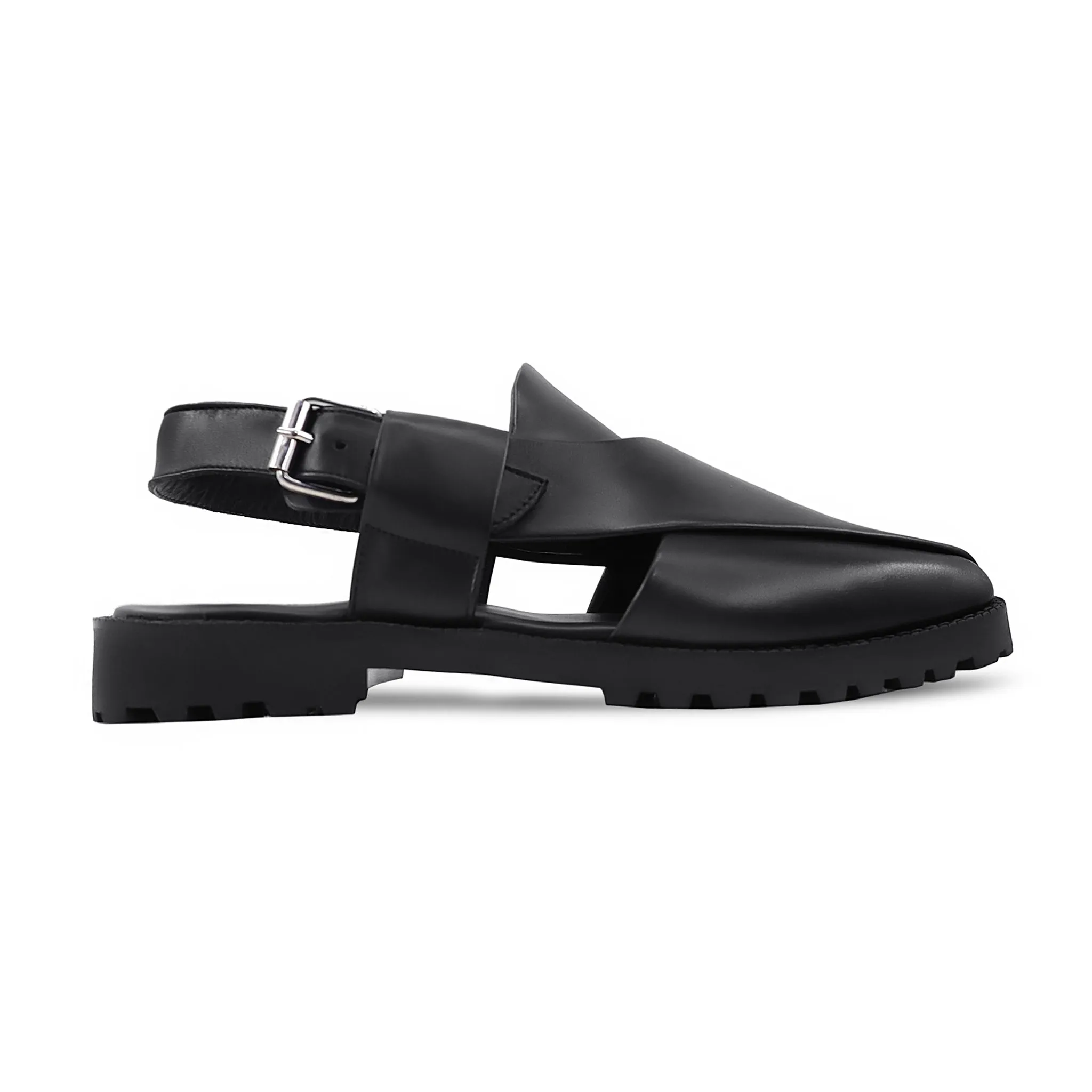 Knight - Men's Black Calf Leather Sandal