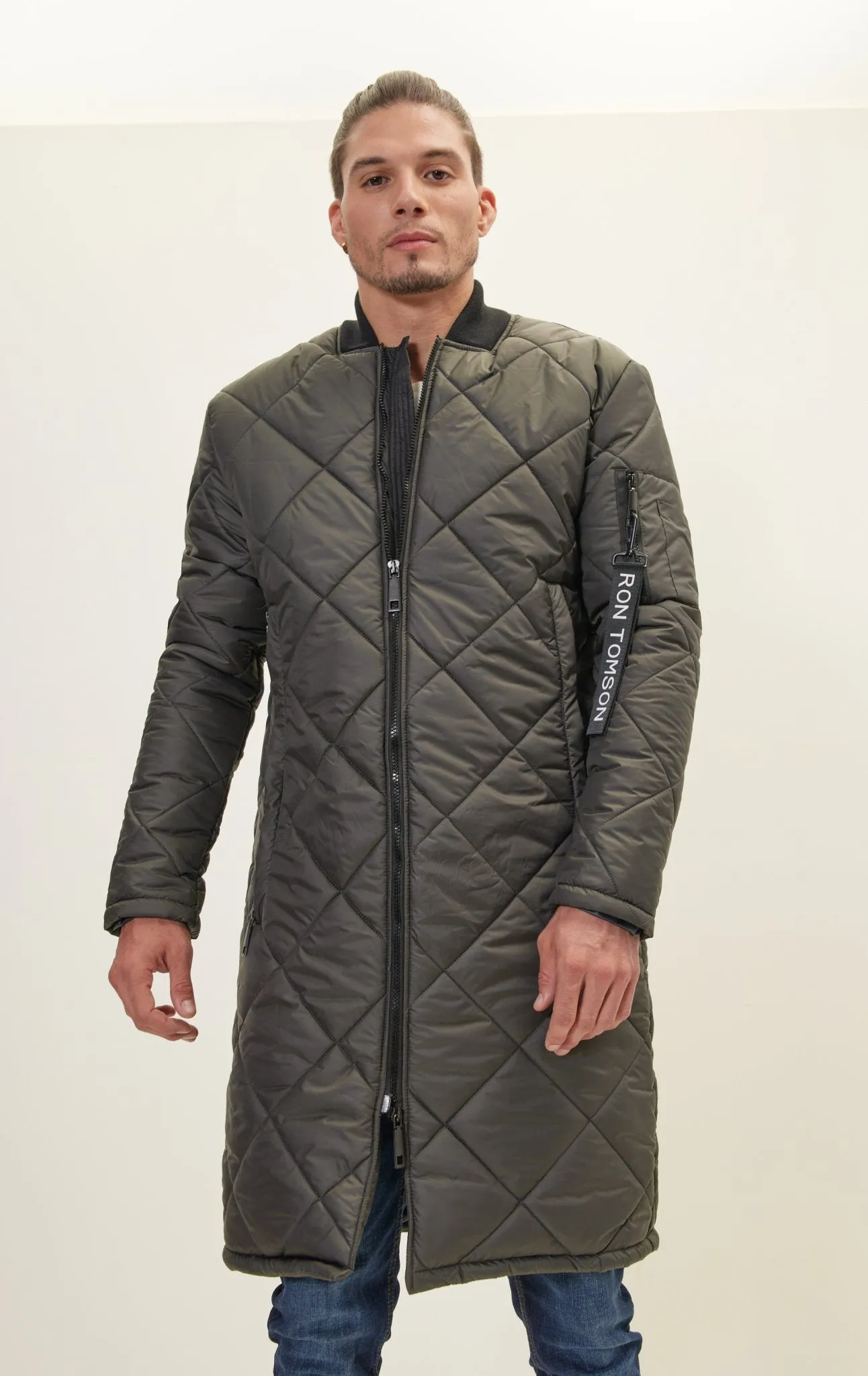 Light Padded Long Coat Jacket - Anthracite