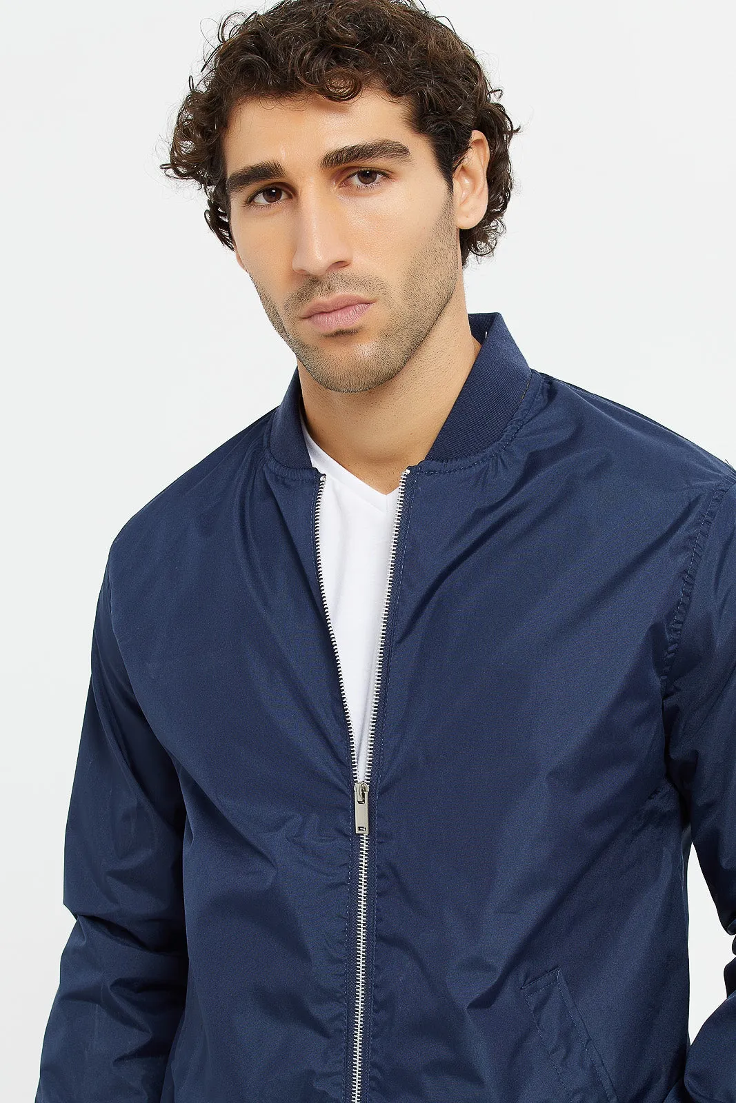 Men Navy Light Bomber Jacket