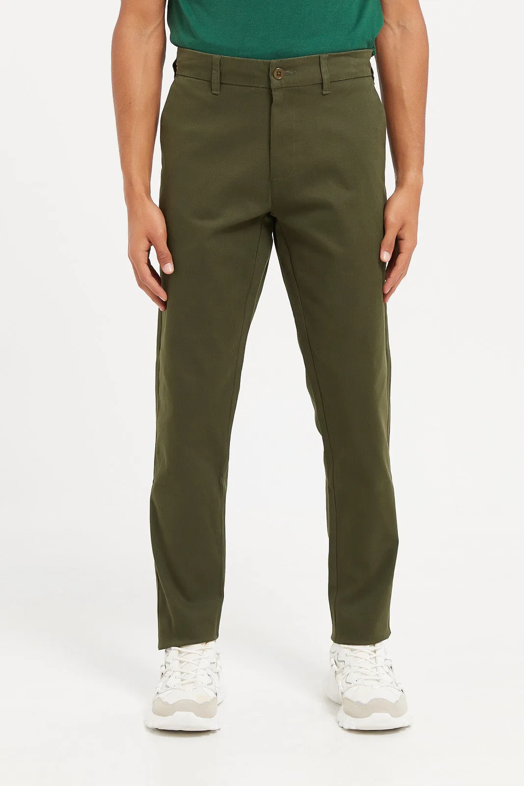 Men Olive Chino Trousers