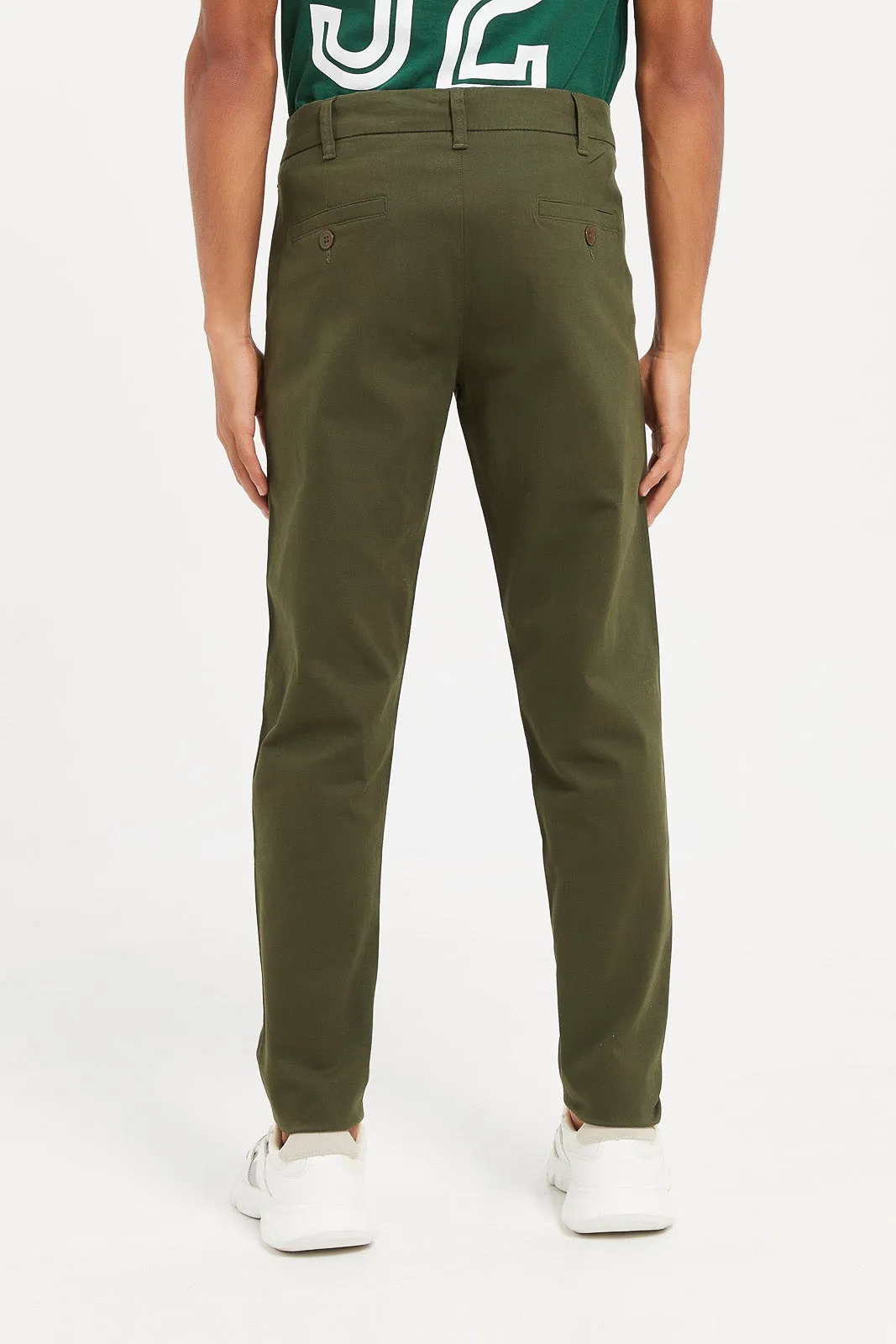 Men Olive Chino Trousers