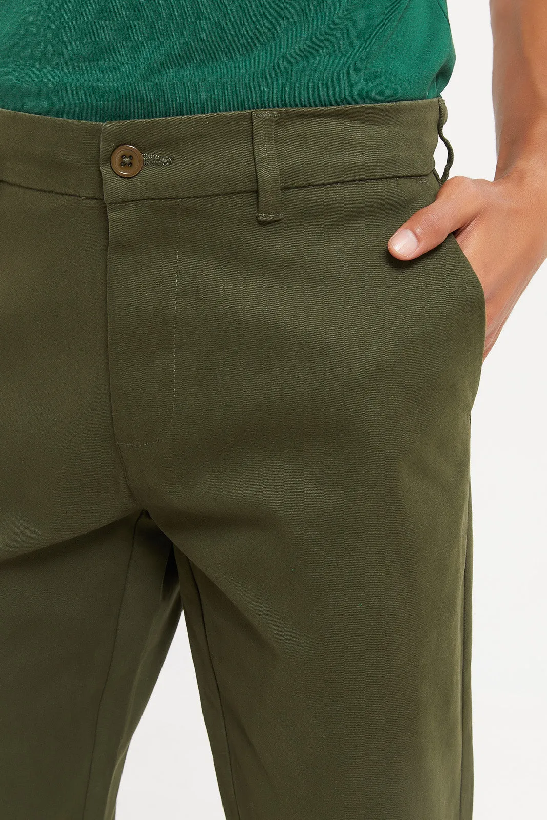 Men Olive Chino Trousers