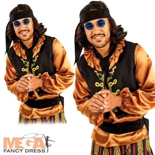 Mens 60s Rock Star Groovy Hippie 1960s Fancy Dress Costume