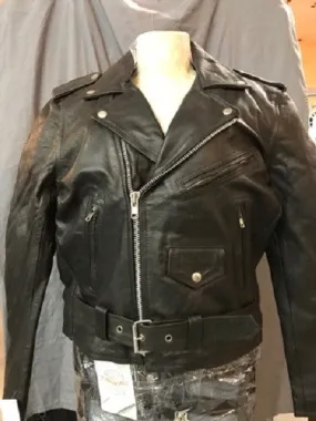 Men's Basic Black Leather Motorcycle Jacket #902