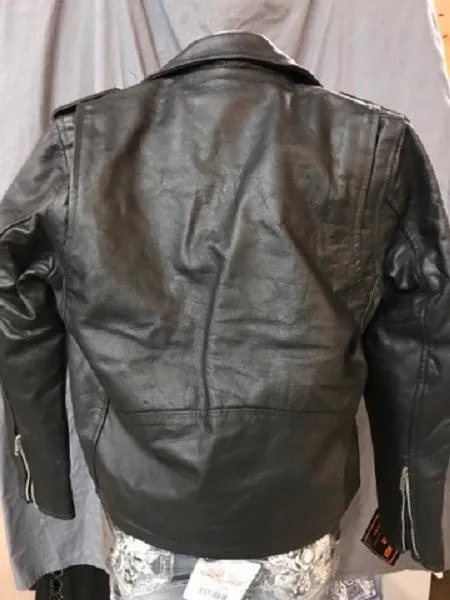 Men's Basic Black Leather Motorcycle Jacket #902