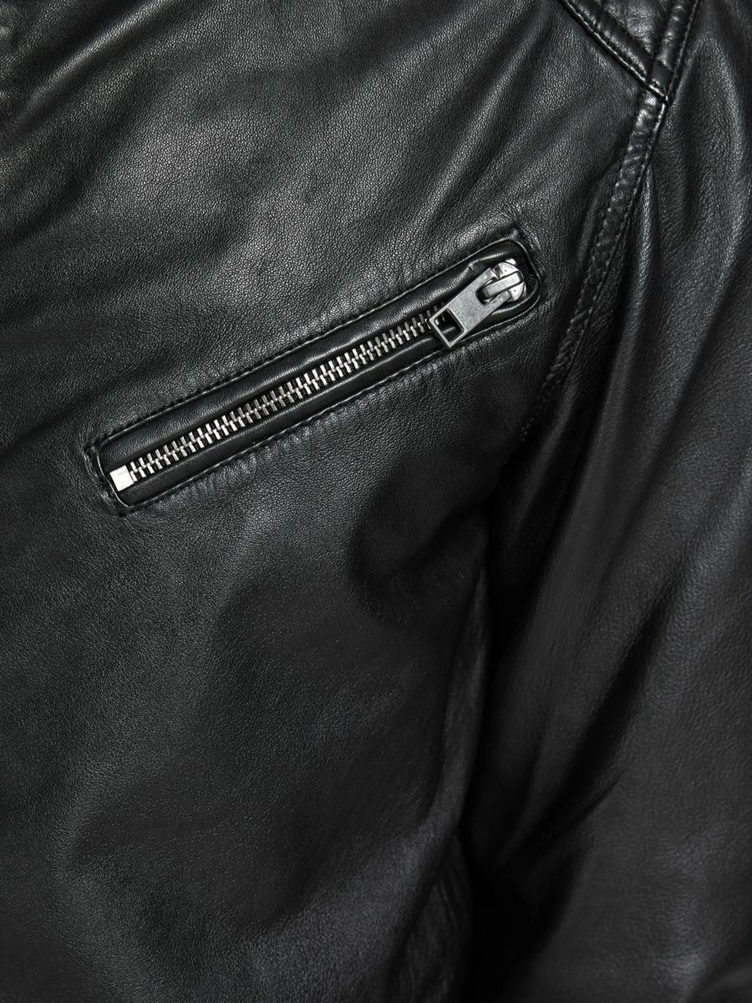 Men's Classic Bomber Black Leather Jacket