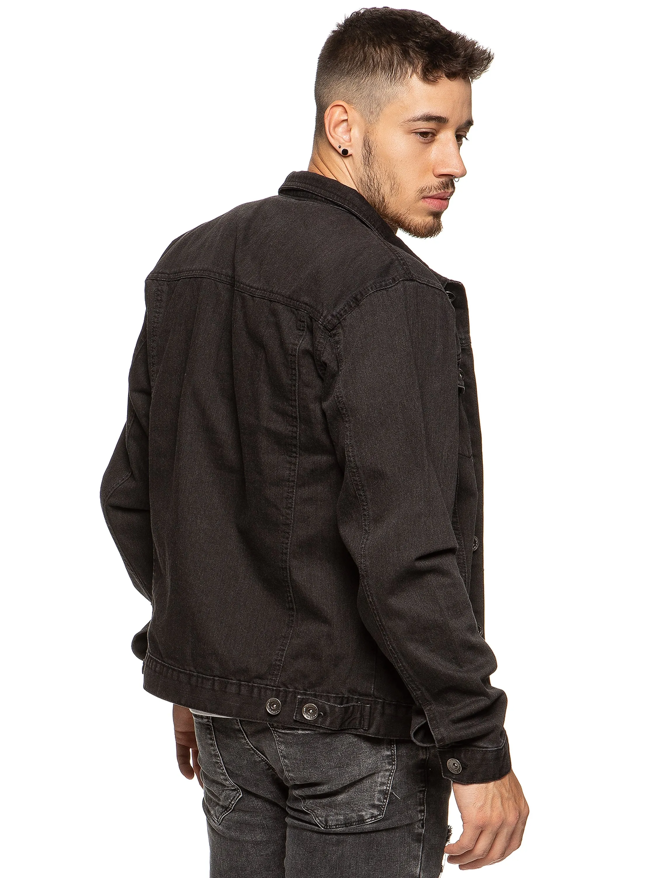 Mens Enzo Denim Designer Jacket - Black | Enzo Designer Menswear