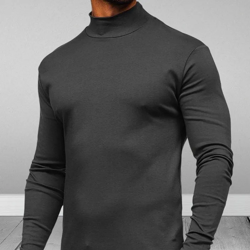 Men's Gray Cotton Turtleneck Sweaters