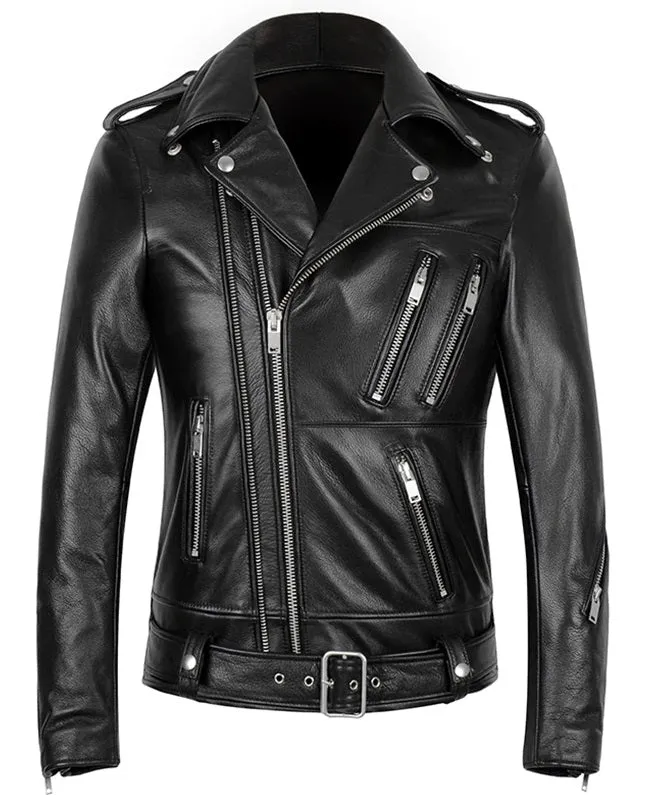 Men’s Multi Zipper Biker Genuine Leather Jackets