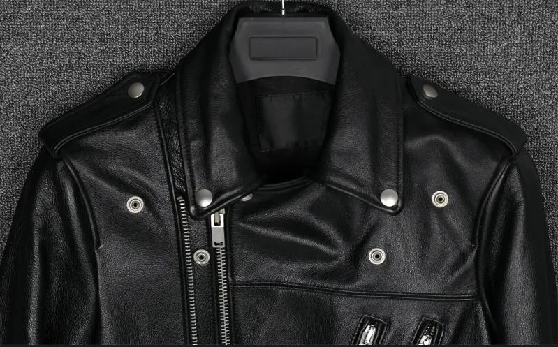 Men’s Multi Zipper Biker Genuine Leather Jackets