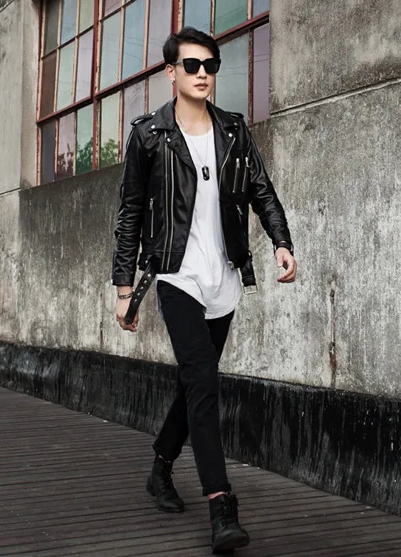 Men’s Multi Zipper Biker Genuine Leather Jackets